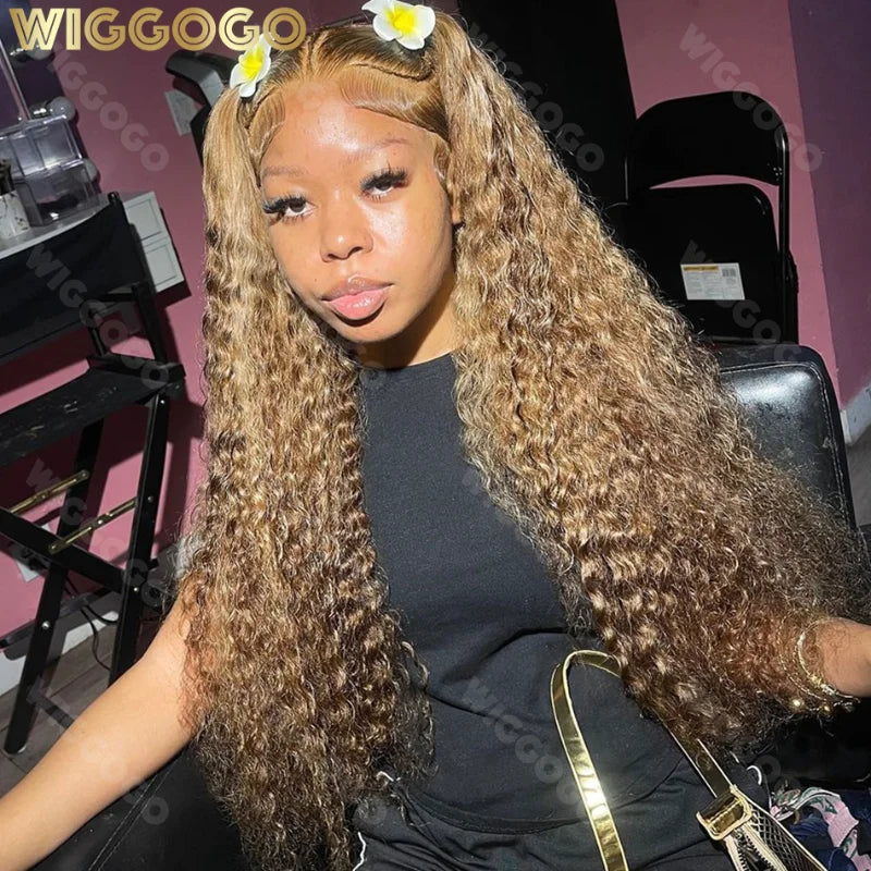 13X6 Highlight Curly Lace Front Human Hair Wig 13X4 Loose Deep Wave Frontal Wig Ombre Colored 30 Inch Hd Lace Wigs