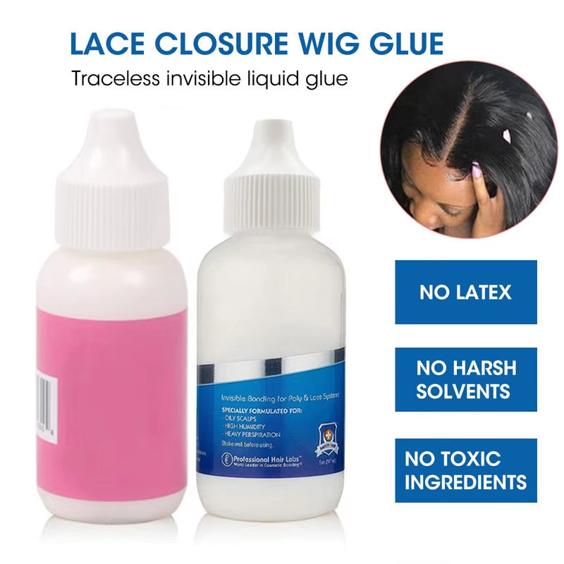 Bonding Hair Glue Wig Adhesive Invisible Bold Keep Lace Glue for Poly and Lace Hairpieces Wigs Toupee Systems Hair Extensions